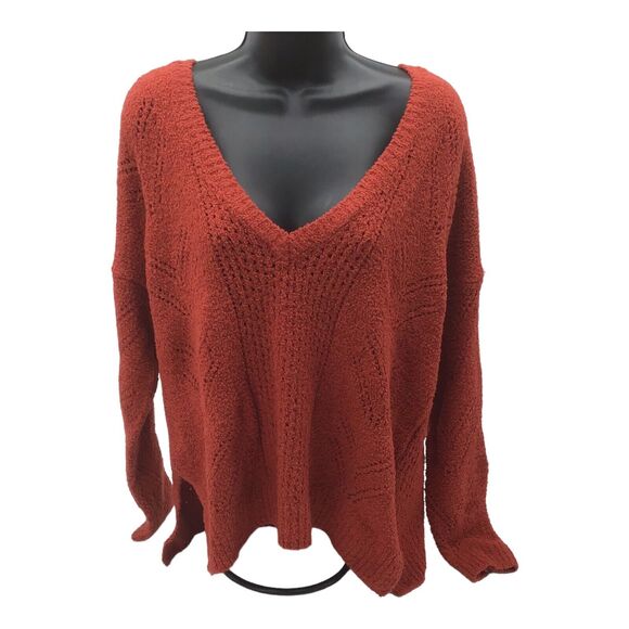 Cupcakes and Cashmere Women’s Small Orange Sweater VNeck Pullover NWOT Fall Cozy - Picture 4 of 13